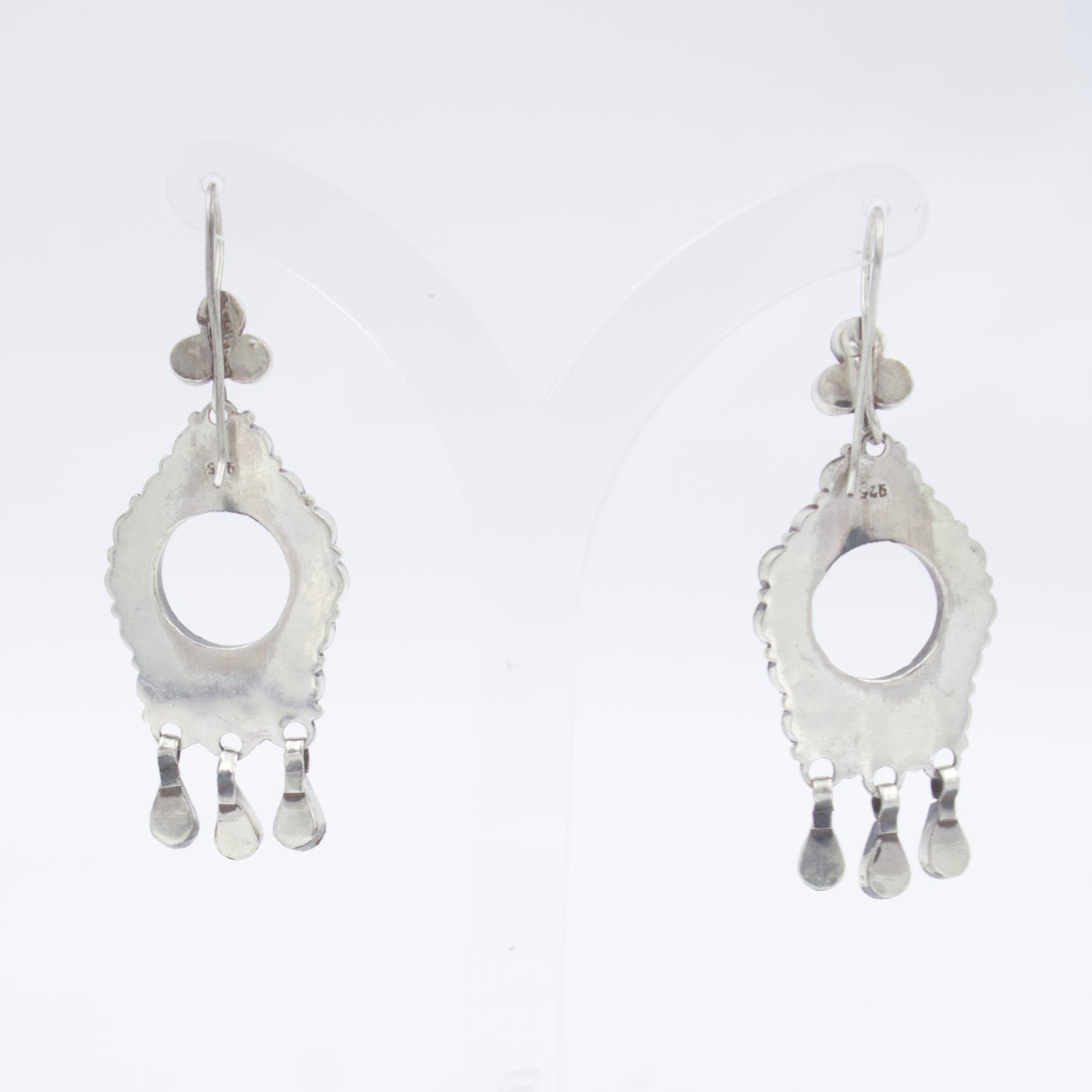 Stunning Vintage Natural Turquoise Open Frame Dangle Earring in Sterling Silver