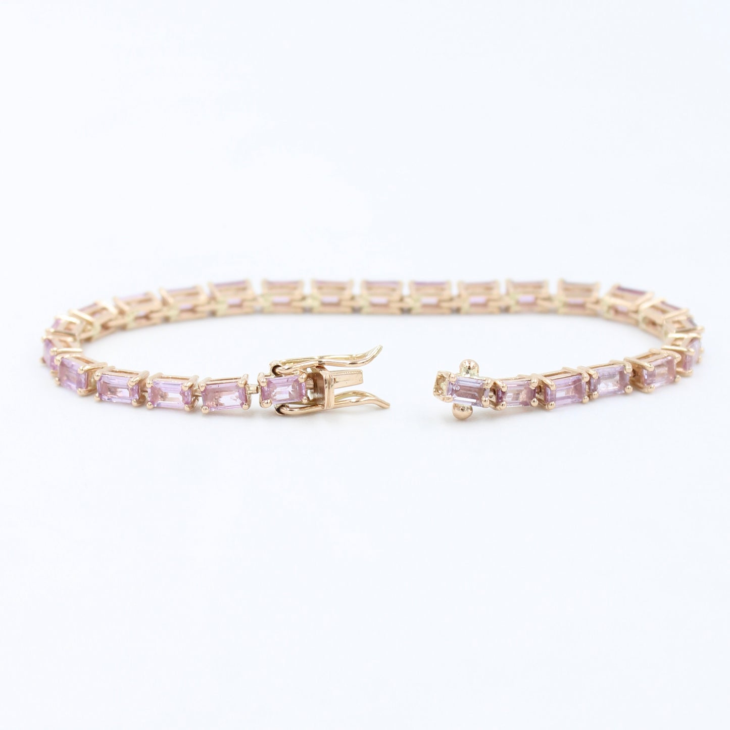 Natural 8.25 Ct Pink Sapphire Gradient Summer Tennis Bracelet in 18K Rose Gold
