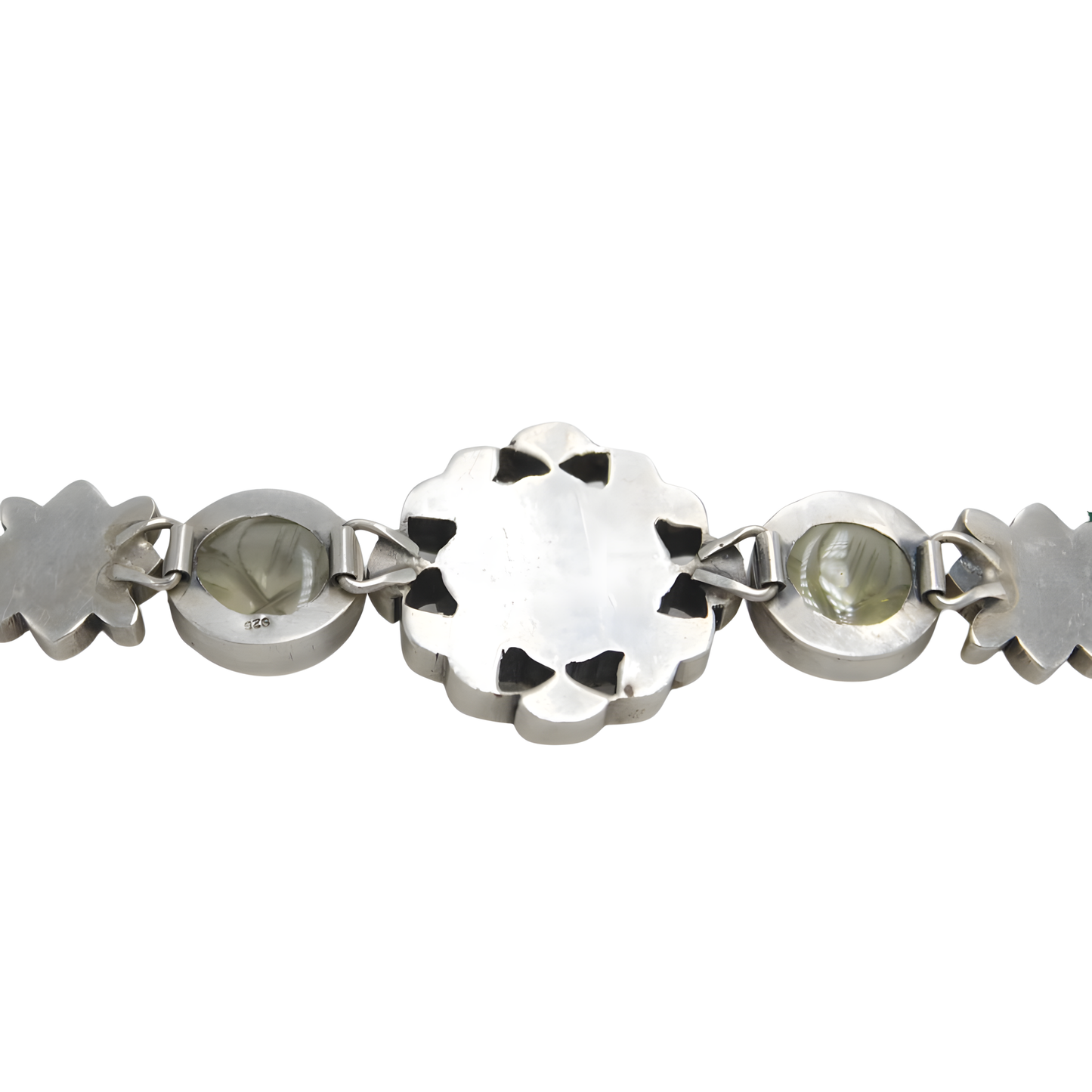 Artisan Floral Polki Choker in 925 Silver with Rock Crystal & Moissanite