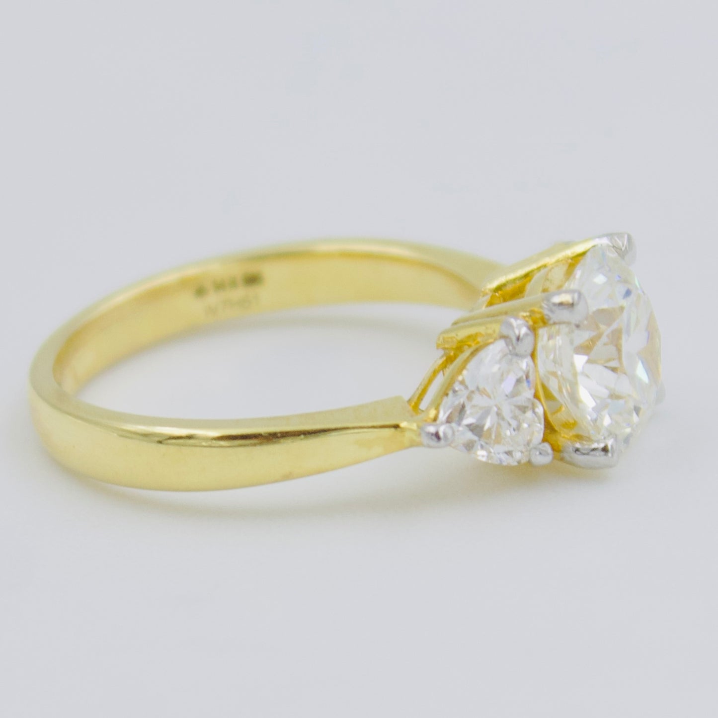 GIA Certified 2.34ctw Round & Heart Lab Diamond Trinity Ring in 14k Gold 5.5 Sz