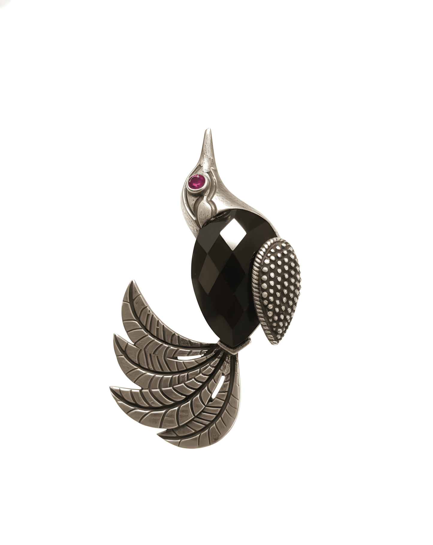 925 Sterling Silver Hummingbird Studs with Faceted Black Onyx