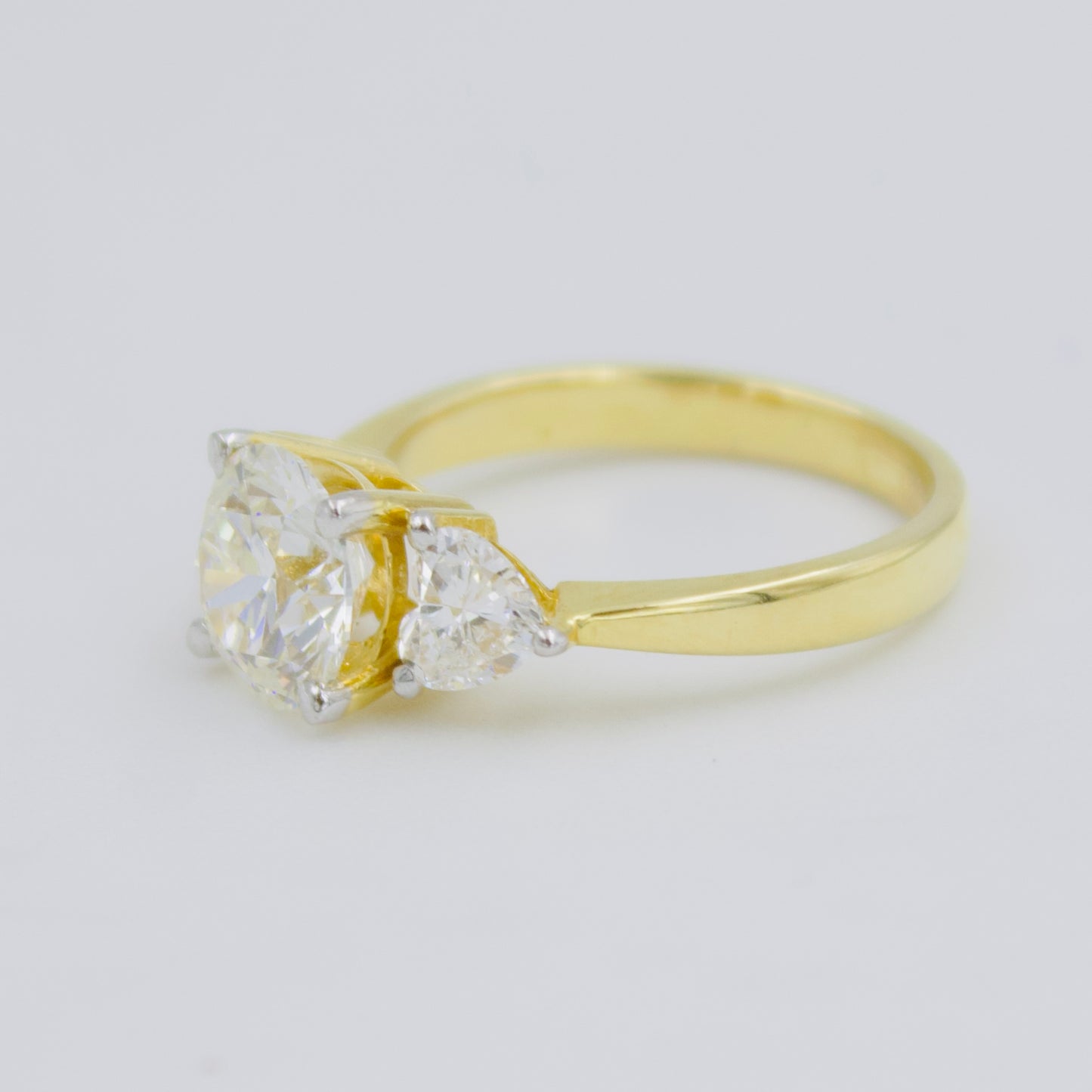 GIA Certified 2.34ctw Round & Heart Lab Diamond Trinity Ring in 14k Gold 5.5 Sz