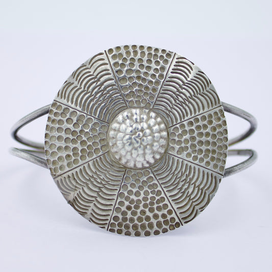 Vintage Indonesian Hammer Work Handmade Cuff Bracelet in Sterling Silver
