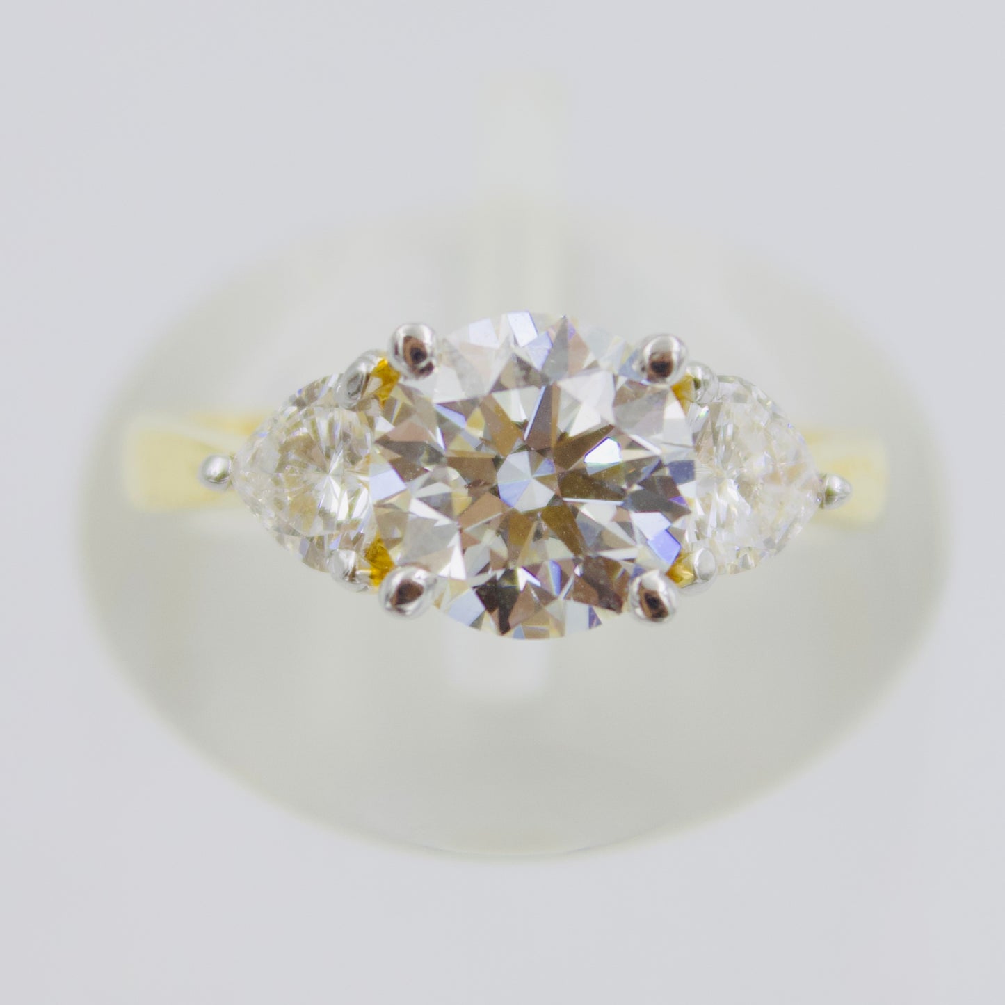 GIA Certified 2.34ctw Round & Heart Lab Diamond Trinity Ring in 14k Gold 5.5 Sz