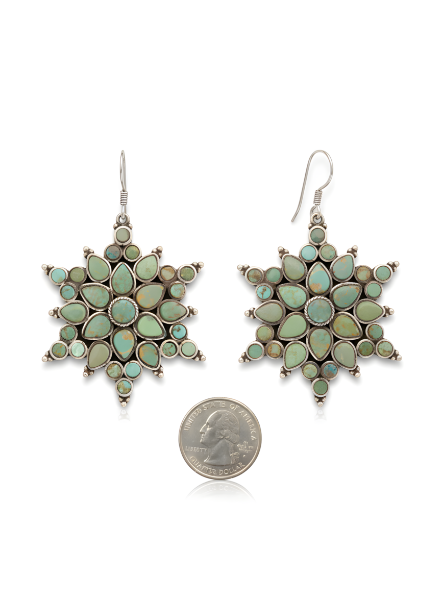 Vintage Southwestern Natural Turquoise Drop Earring in Sterling Silver