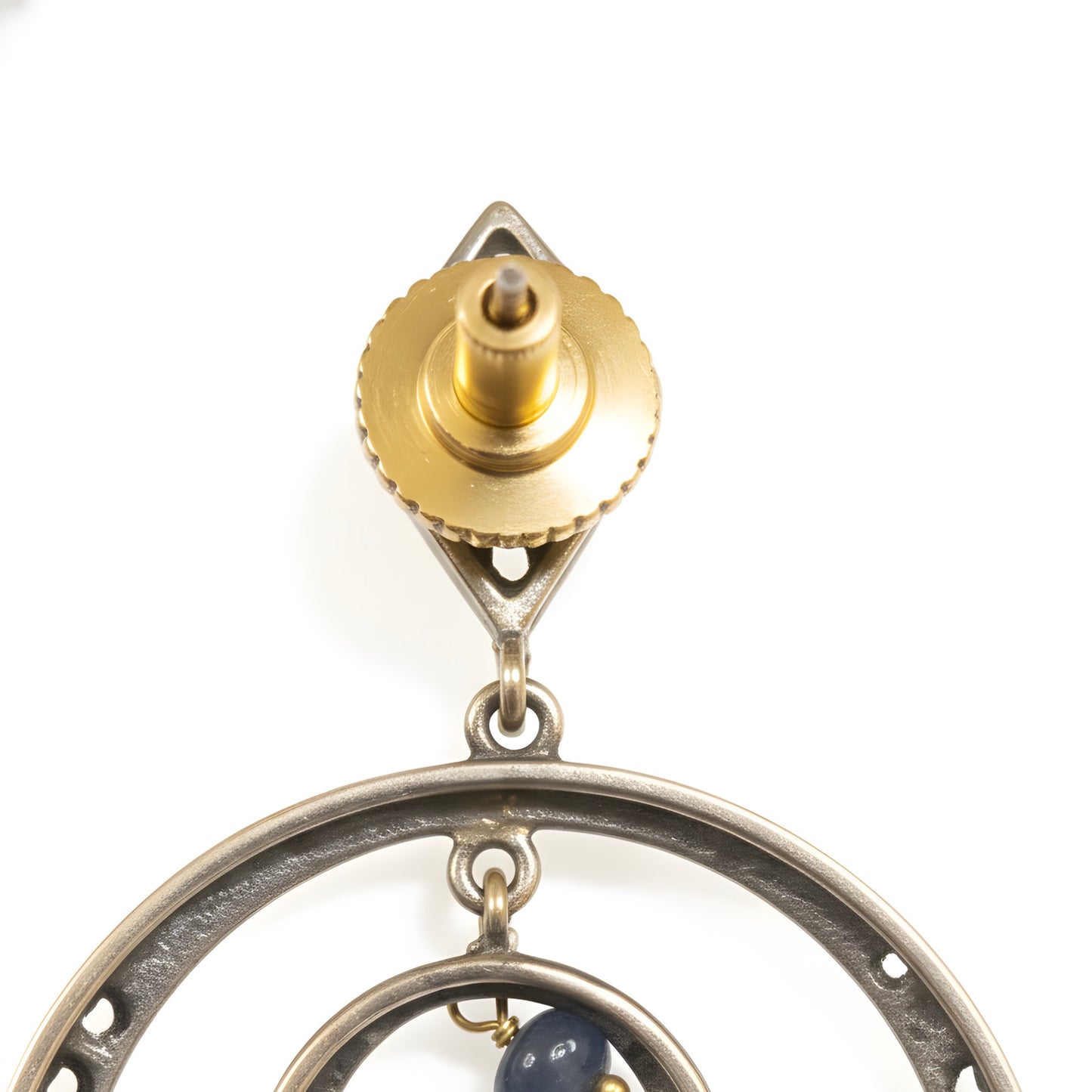 Victorian 3.21 Ct Natural Sapphire & Diamond Chandelier Earring 14K & Silver