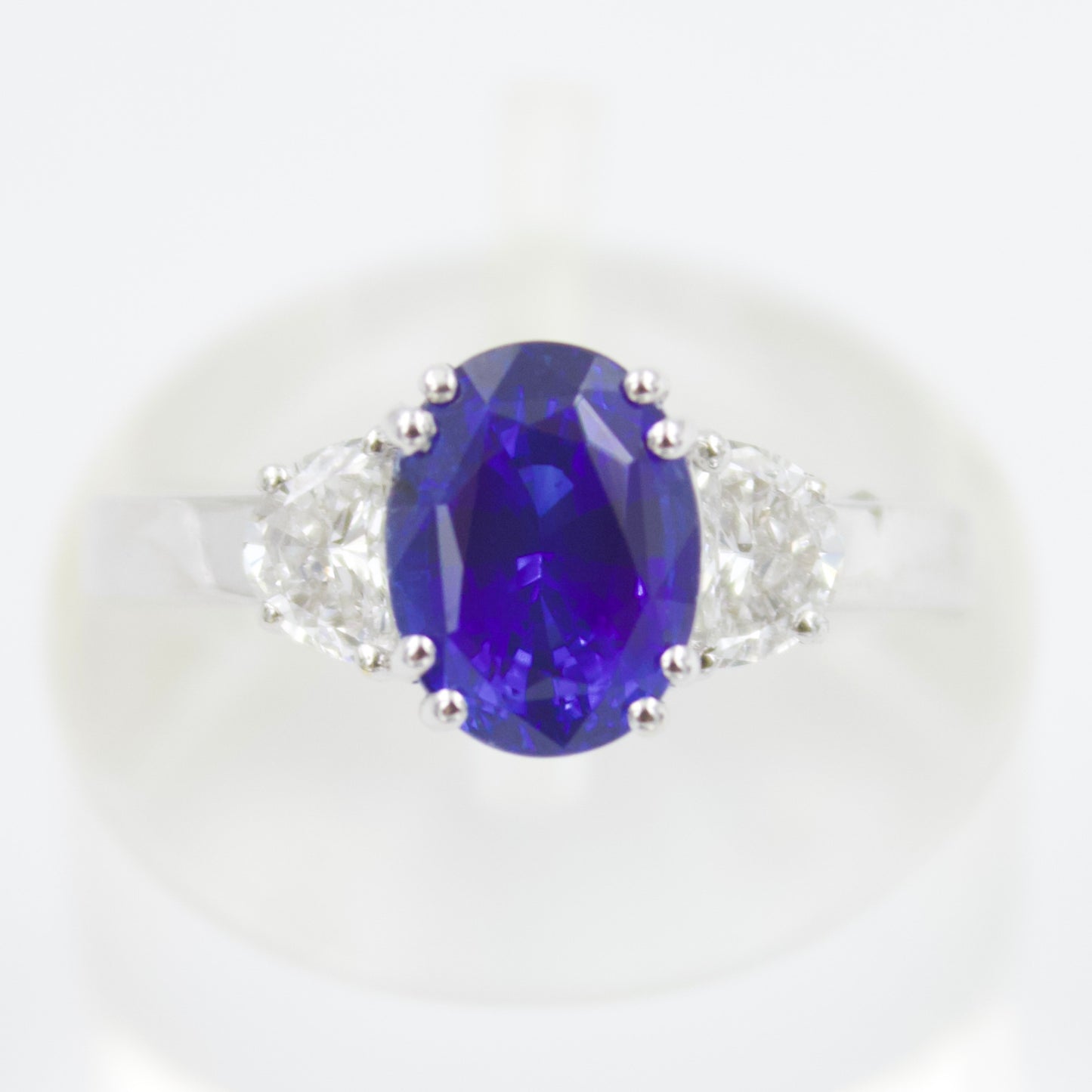 Natural 2.89 TCW Sri Lankan Royal Blue Sapphire & Diamond Engagement Ring 18KW