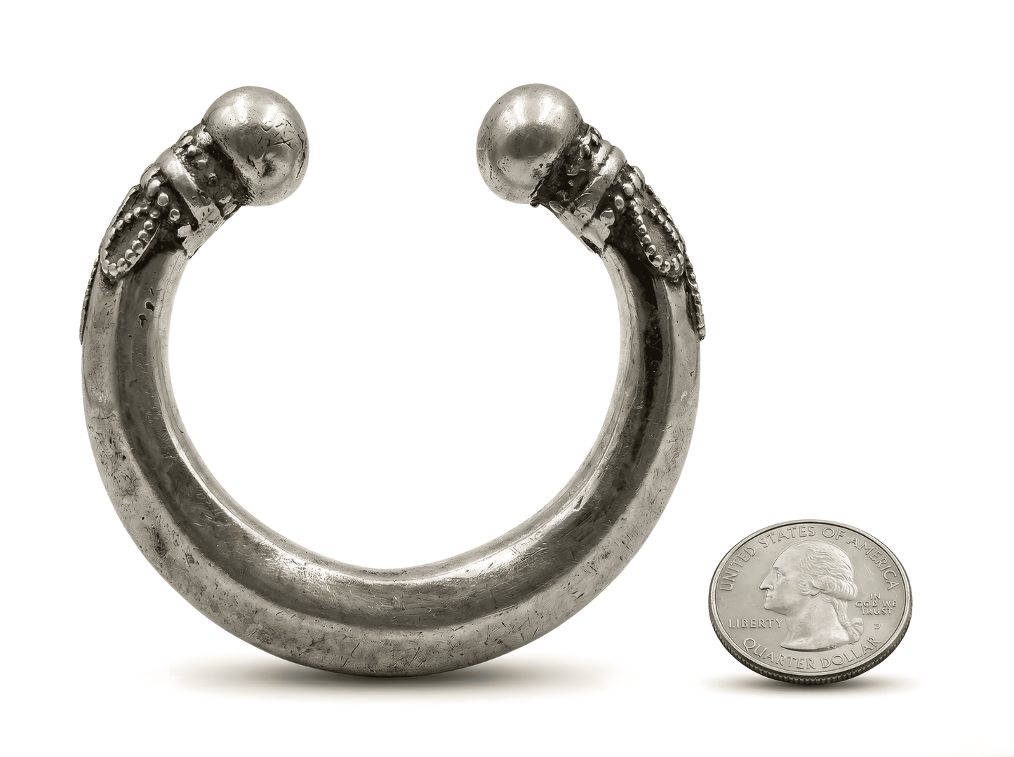 Vintage Tribal Hand Etched Cuff Bracelet in Sterling Silver 7.2 Inches