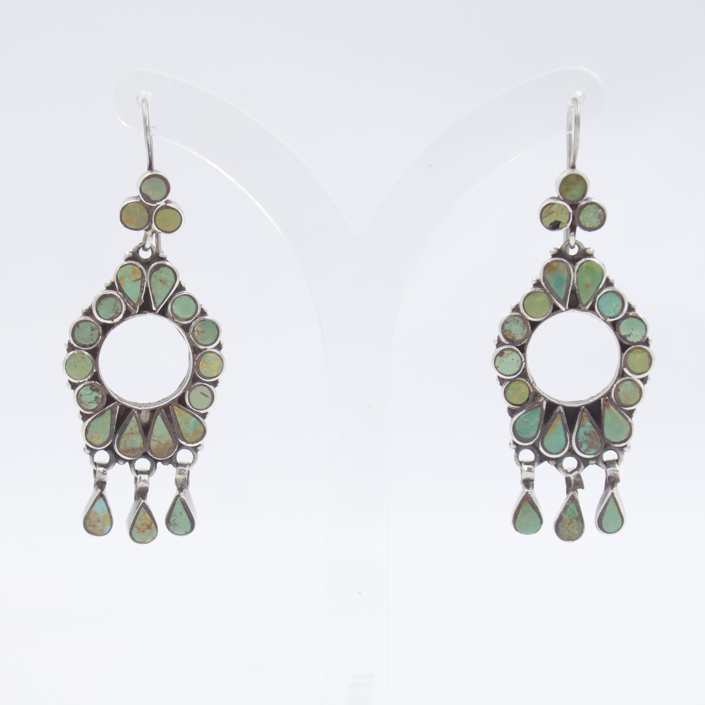 Stunning Vintage Natural Turquoise Open Frame Dangle Earring in Sterling Silver