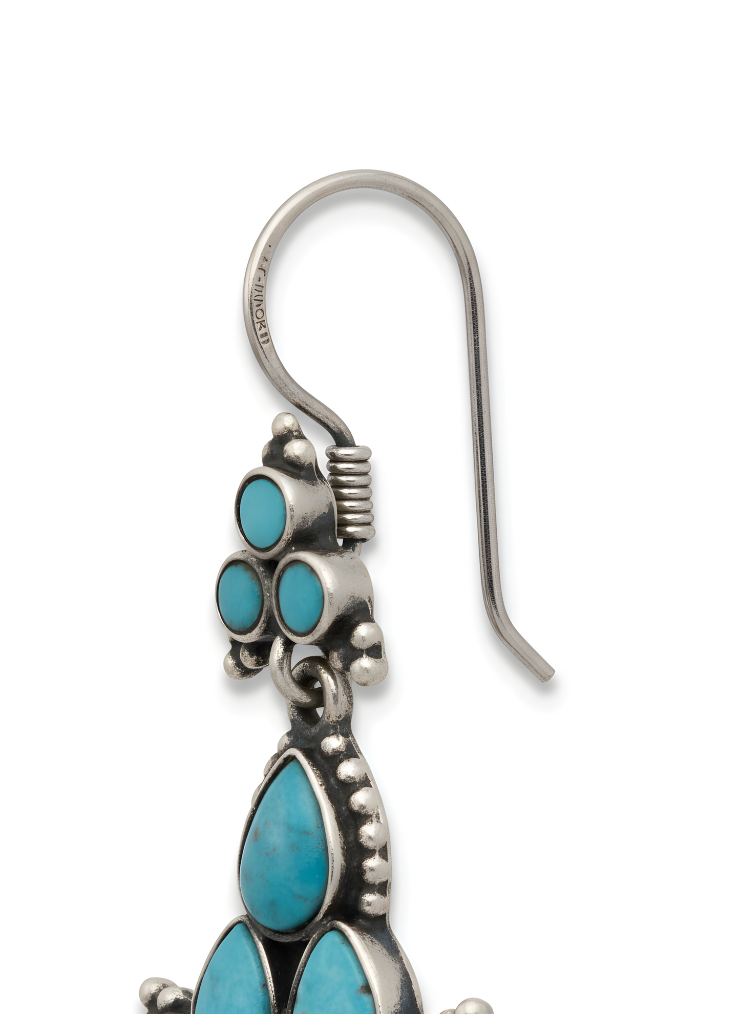 Vintage South Western Natural Turquoise Drop Earrings in Sterling Silver