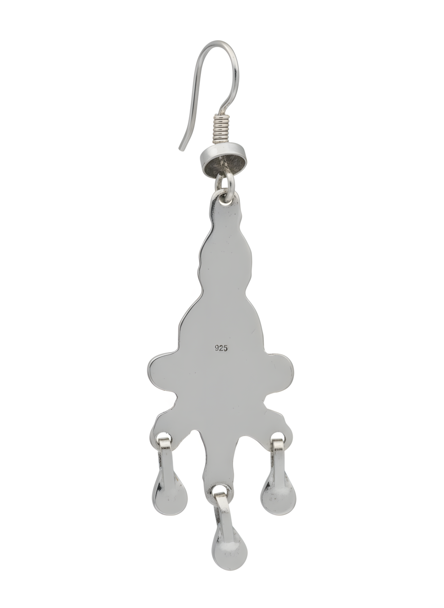 Vintage Tibetan Natural Turquoise Drop Earrings in Sterling Silver